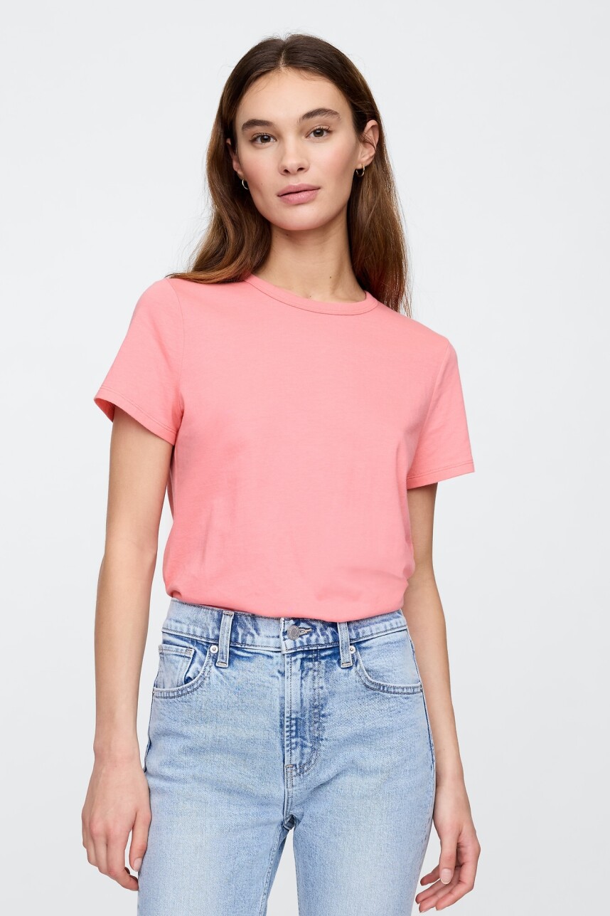 Remera Bàsica Manga Corta Cuello Redondo Mujer Neon Blazing Pink
