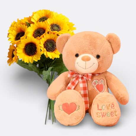 Combo San Valentín Oso Grande + Ramo 10 Girasoles Combo San Valentín Oso Grande + Ramo 10 Girasoles