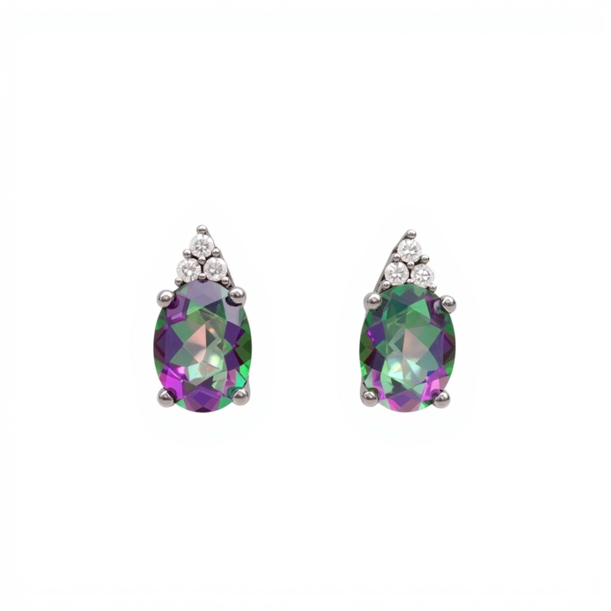 Caravanas Oval-Plata 925-Piedra topacio mistico y zirconia -CA3298 - conpiedra 