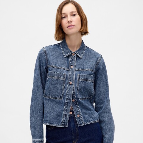 LS CROPPED SHACKET - MED AMET MEDIUM WASH