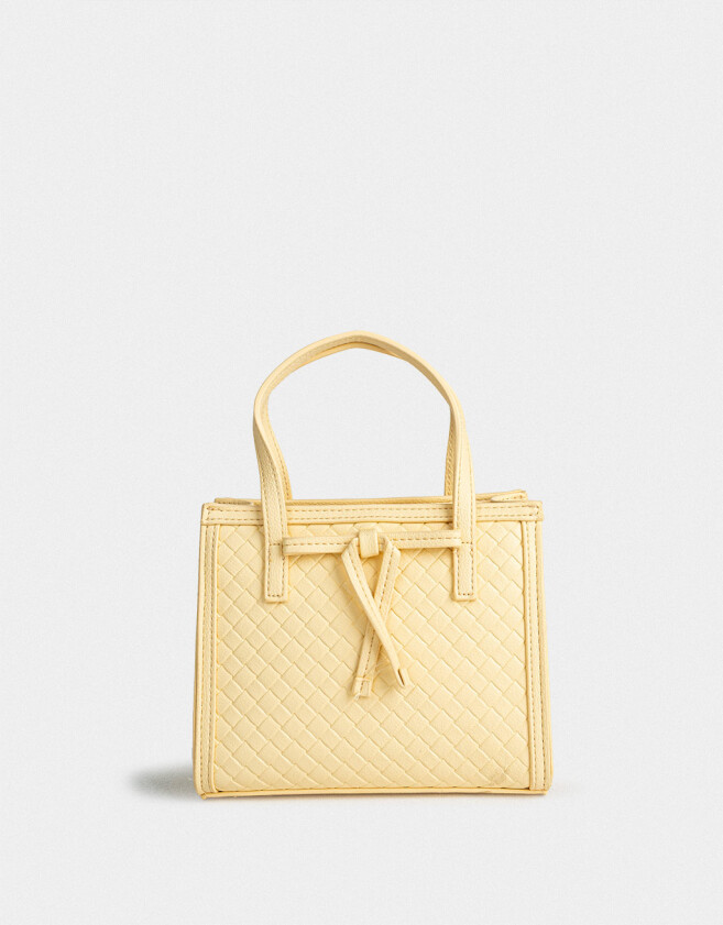 City Tendencia Cartera Mini City Trenzada - Amarillo Claro
