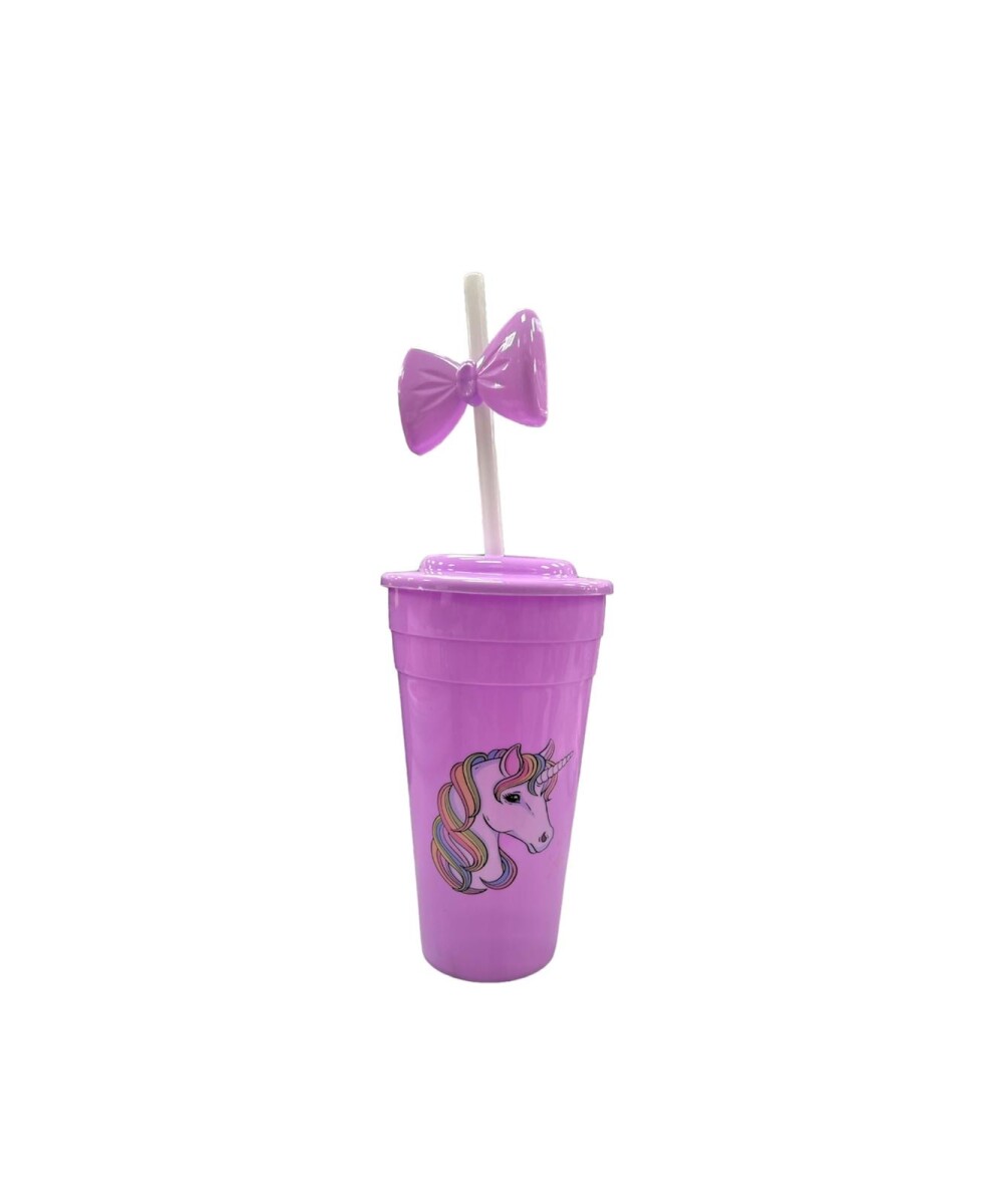 Vaso Unicornio con tapa y sorbito - Violeta 