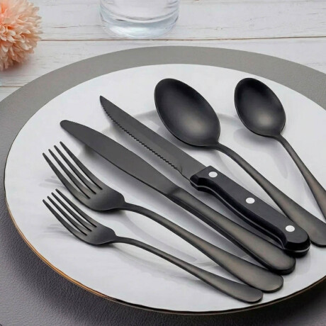 Set Cubiertos Completo El Chingón Ac Inox Negro 25pcs Set Cubiertos Completo El Chingón Ac Inox Negro 25pcs