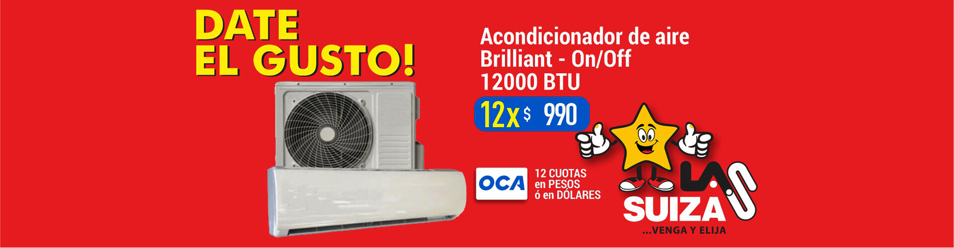 Acondicionador 12000 BTU Brilliant ON/FF