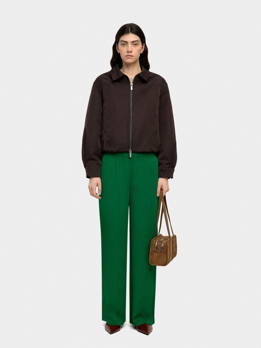Pantalón Fluido Con Cintura Elástica verde