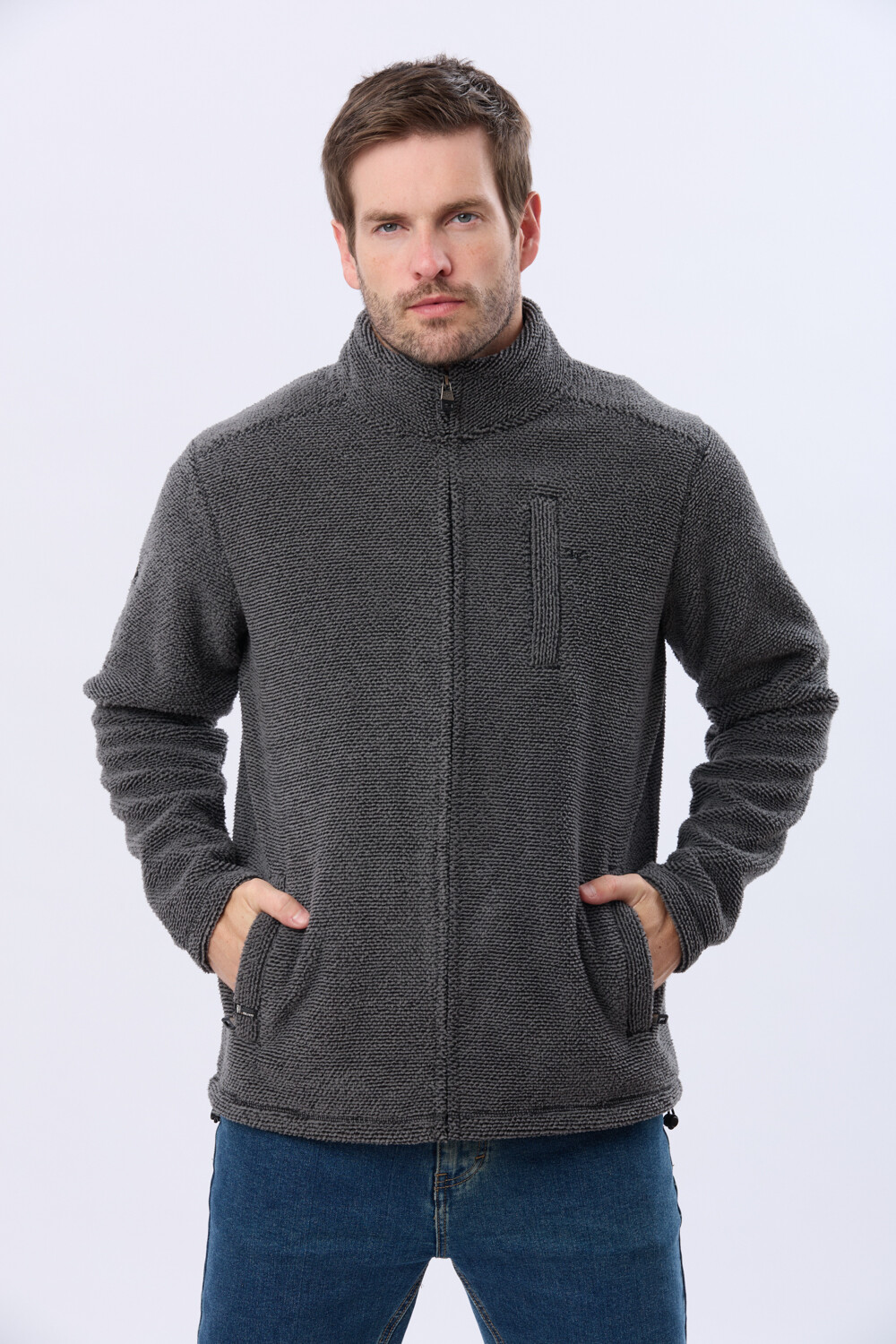 CAMPERA POLAR TEXTURADO GRUESO Gris