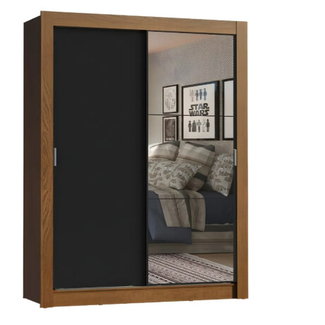 Ropero Placard 2 Puertas Corredizas 1 Espejo Denver Negro