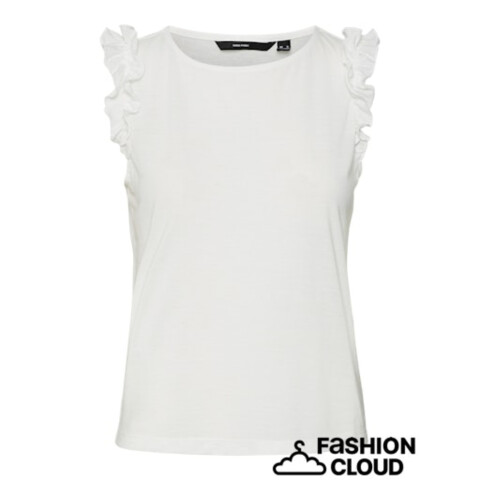 VMSPICY SL FRILL TOP JRS SNOW WHITE