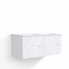 Mueble De Baño Suspendido Blanco Ripado 120 Cm Con doble Bacha Mueble De Baño Suspendido Blanco Ripado 120 Cm Con Doble Bacha
