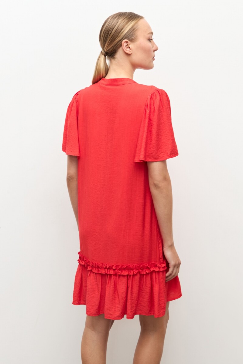 Vestido midi con volados rojo