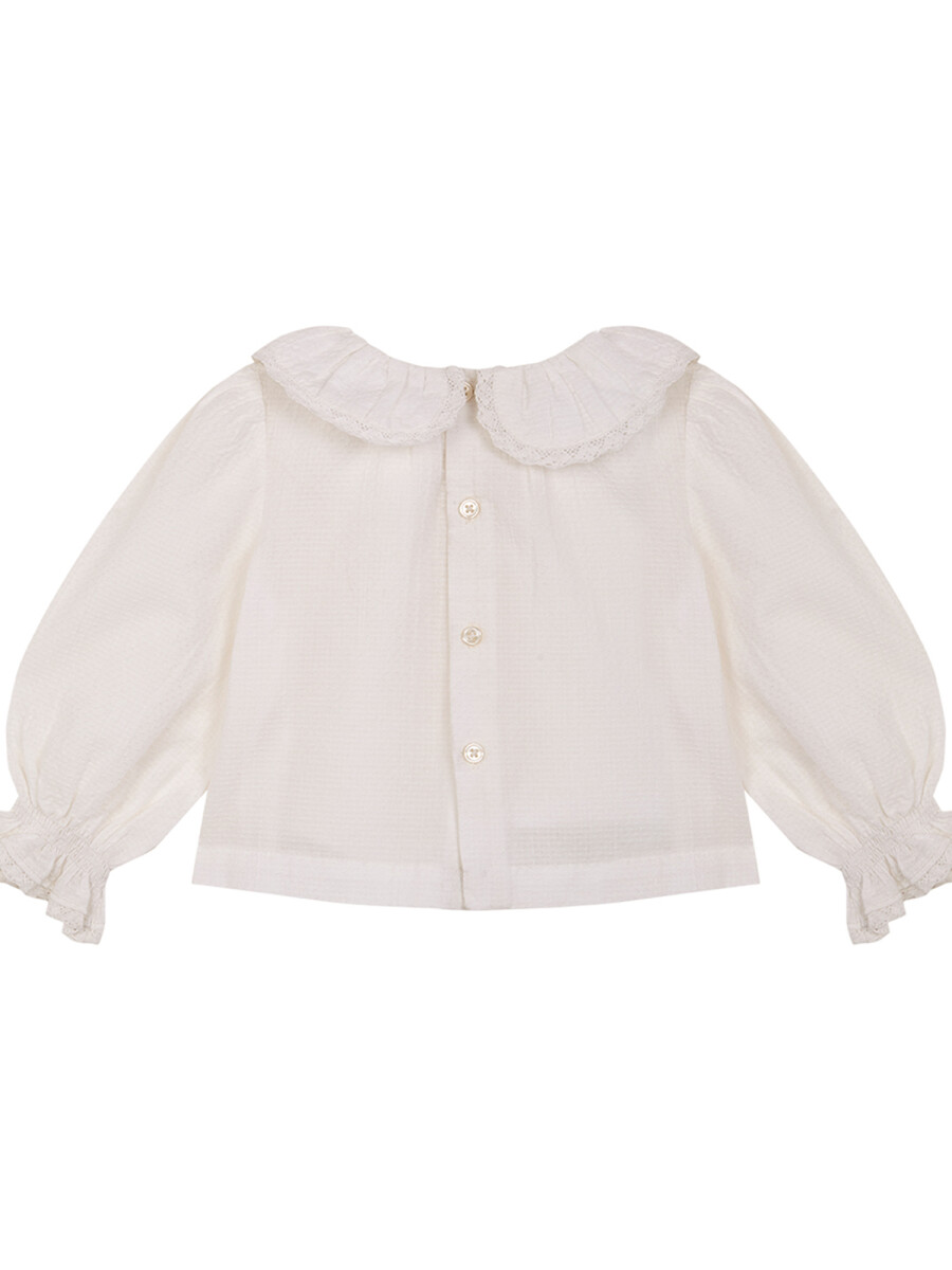 Camisa Bebe Cuello Vol Blanco Roto