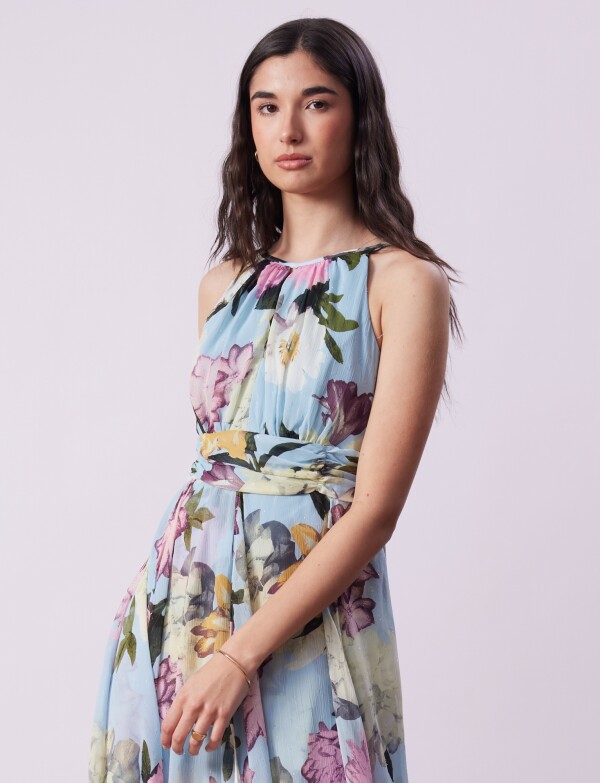 Vestido Noche Maxi CELESTE/MULTI