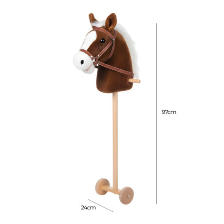 Peluche Cabeza De Caballo Palo Ruedas Niños N1 Marrón