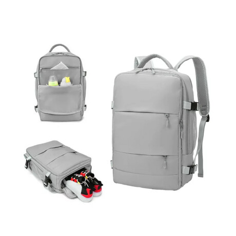 Mochila Expandible Mediana Con Compartimentos Gris