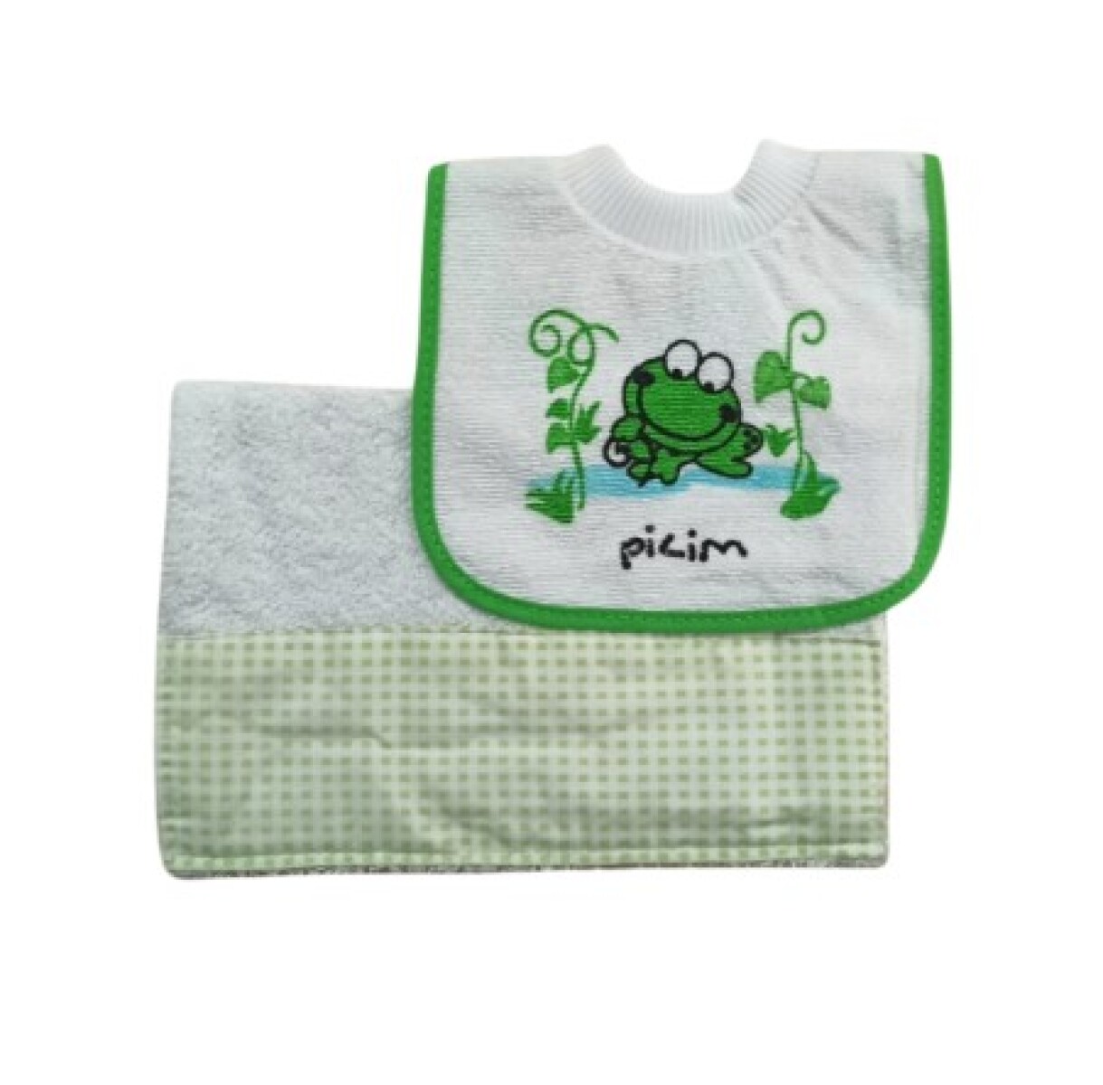 Set Babero + Toallita - Color Verde 