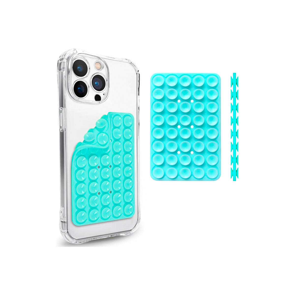 Soporte ventosa doble para celular color turquesa 