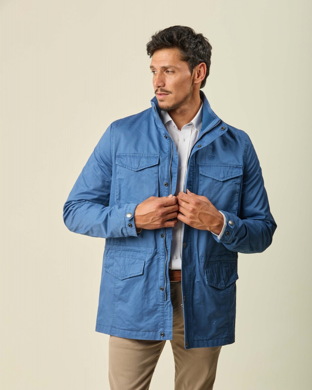 Campera Safari Algodón Azul Jean