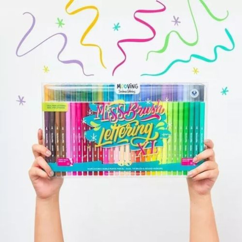 Marcadores Lettering mooving doble punta pincel 60 colores Marcadores Lettering Mooving Doble Punta Pincel 60 Colores