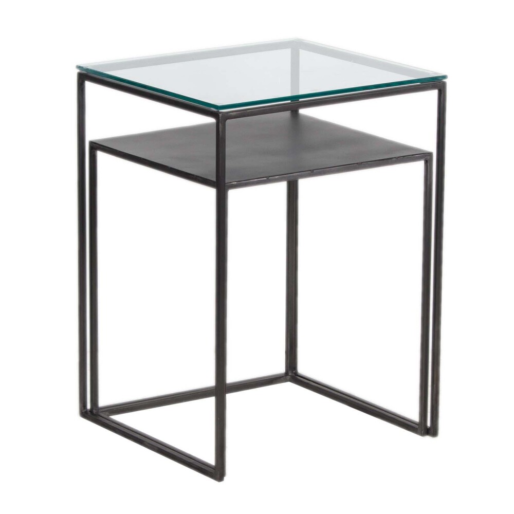 MASA AUXILIAR DE LIVING METAL-VIDRIO-Y-MADERA GRIS SILVER PLATA