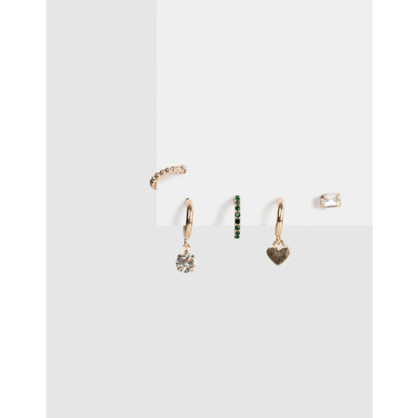 Set De Aros Con Strass Plateado Dorado
