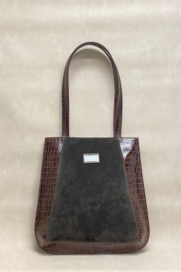 Cartera Selene Crocco y Gamuza Chocolate