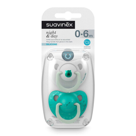 Chupete x2 de 0-6M Anatómico Silicona Suavinex Brillo Noche Verde