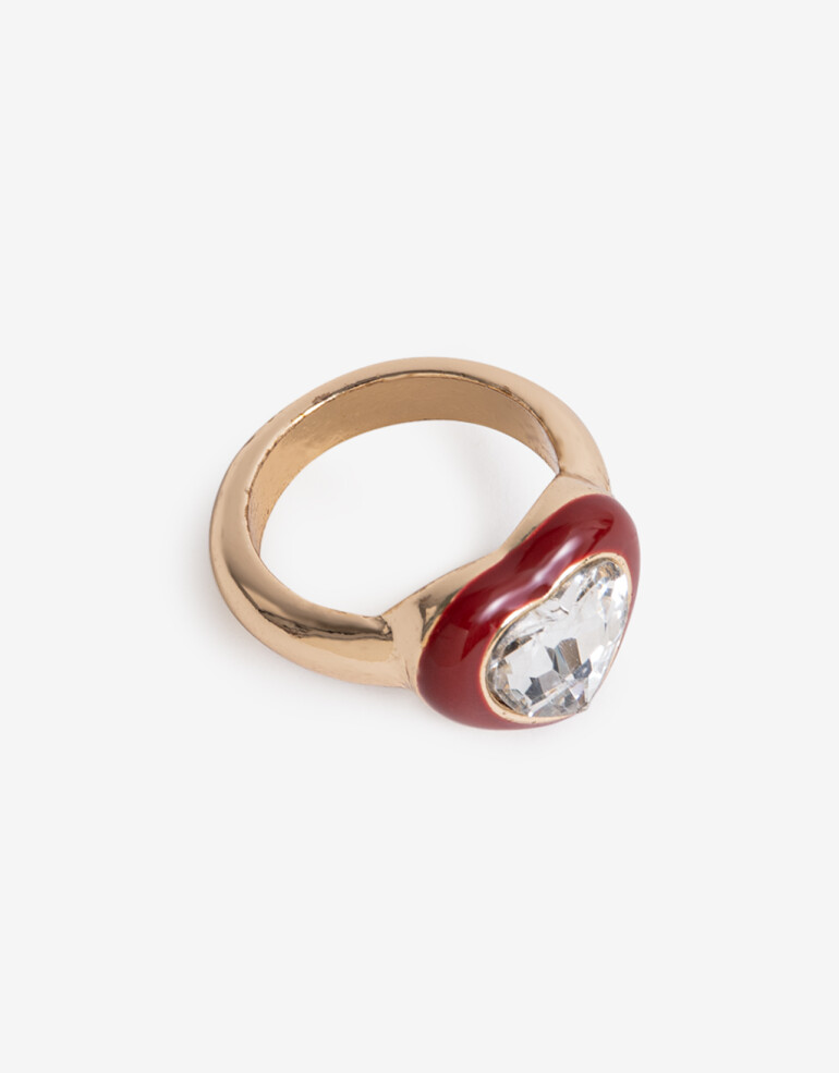 Anillos Medianos y Grandes Color Anillo Esmaltado Corazón - Rojo Medio