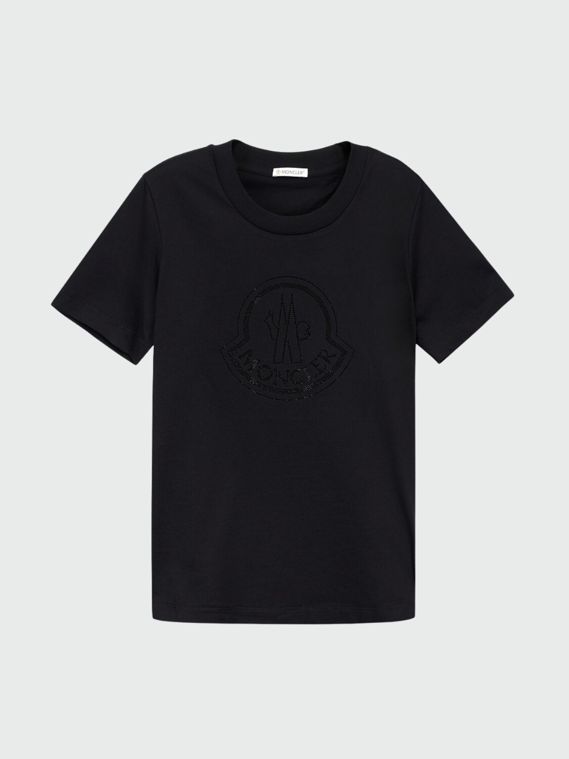 Moncler - Remera manga corta con logo con cristales Negro