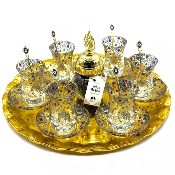 Juego de té completo dorado con blend de té Juego de té completo dorado con blend de té