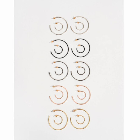 Set De Argollas Mix Plating Combinacion Tricolor