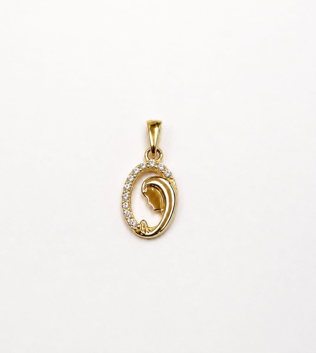 Colgante Virgen Niña Oro 9 Kt y zirconias 