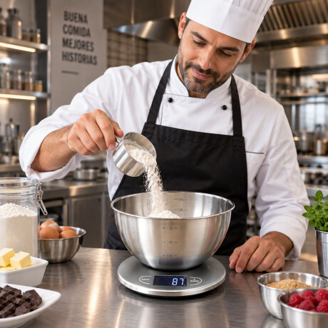 Balanza De Cocina Digital Con Bowl De Acero Hts Plateado