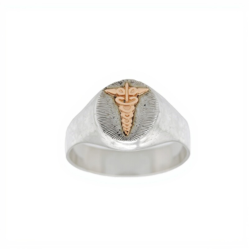 Anillo Profesión Medicina-Plata y Oro-Sin Piedra-AP5007 sinpiedra