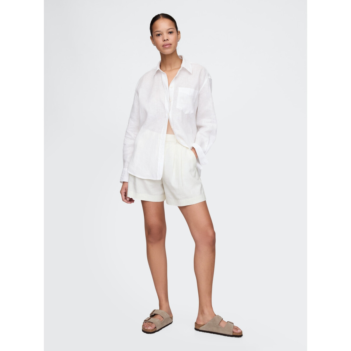 365 LINEN SHORT - NEW OFF WHITE 