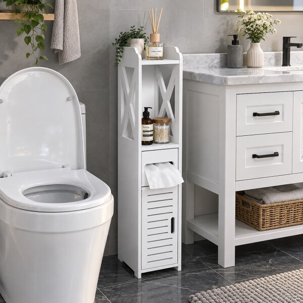 Organizador Puertas Estantes Mueble Espacios Reducidos Baño IMBACK Color Blanco Organizador Puertas Estantes Mueble Espacios Reducidos Baño IMBACK Color Blanco