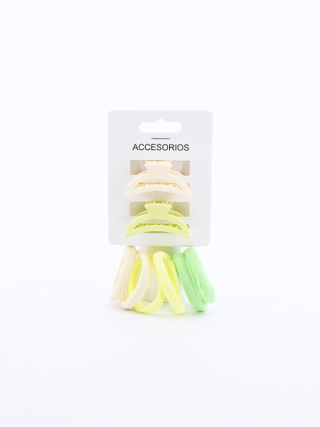 PINZA Y COLEROS PACK x 8 MULTICOLOR
