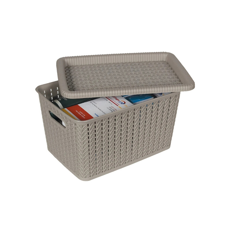 Caja organizadora simil ratá 5L Cappuccino