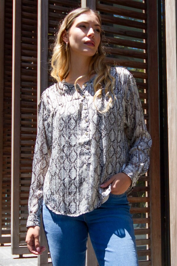 Blusa Chiffon Print GRIS/MULTI