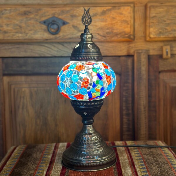 Lámpara vitraux de mesa multicolor celeste TM12 Lámpara vitraux de mesa multicolor celeste TM12