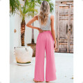PantalÃ³n Palazzo Elastizado Liso con Abertura Rosa
