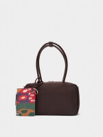 Bolso Bowling De Nylon Con Colgante marron