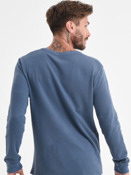 Camiseta manga larga textura Azul piedra