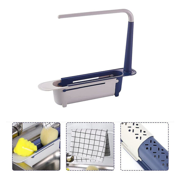 Organizador Extensible Escurridor Base Fregadero Pileta Variante Color Azul