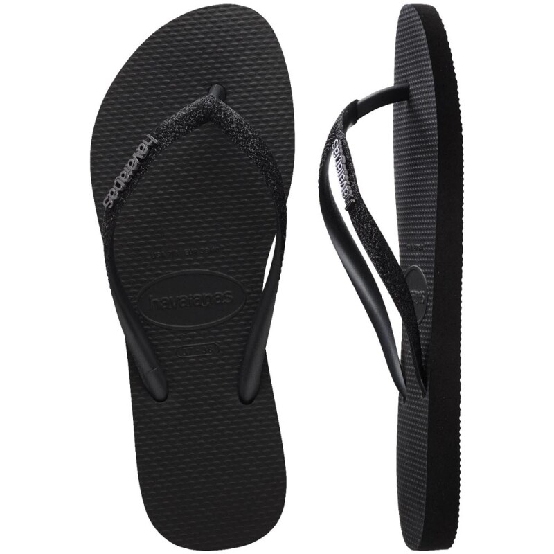 Sandalias Havaianas Slim Glitter Ii Mujer Negro/negro