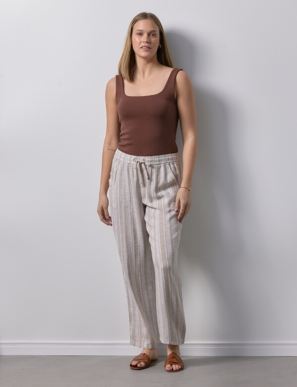 Pantalon Lino BEIGE/MULTI