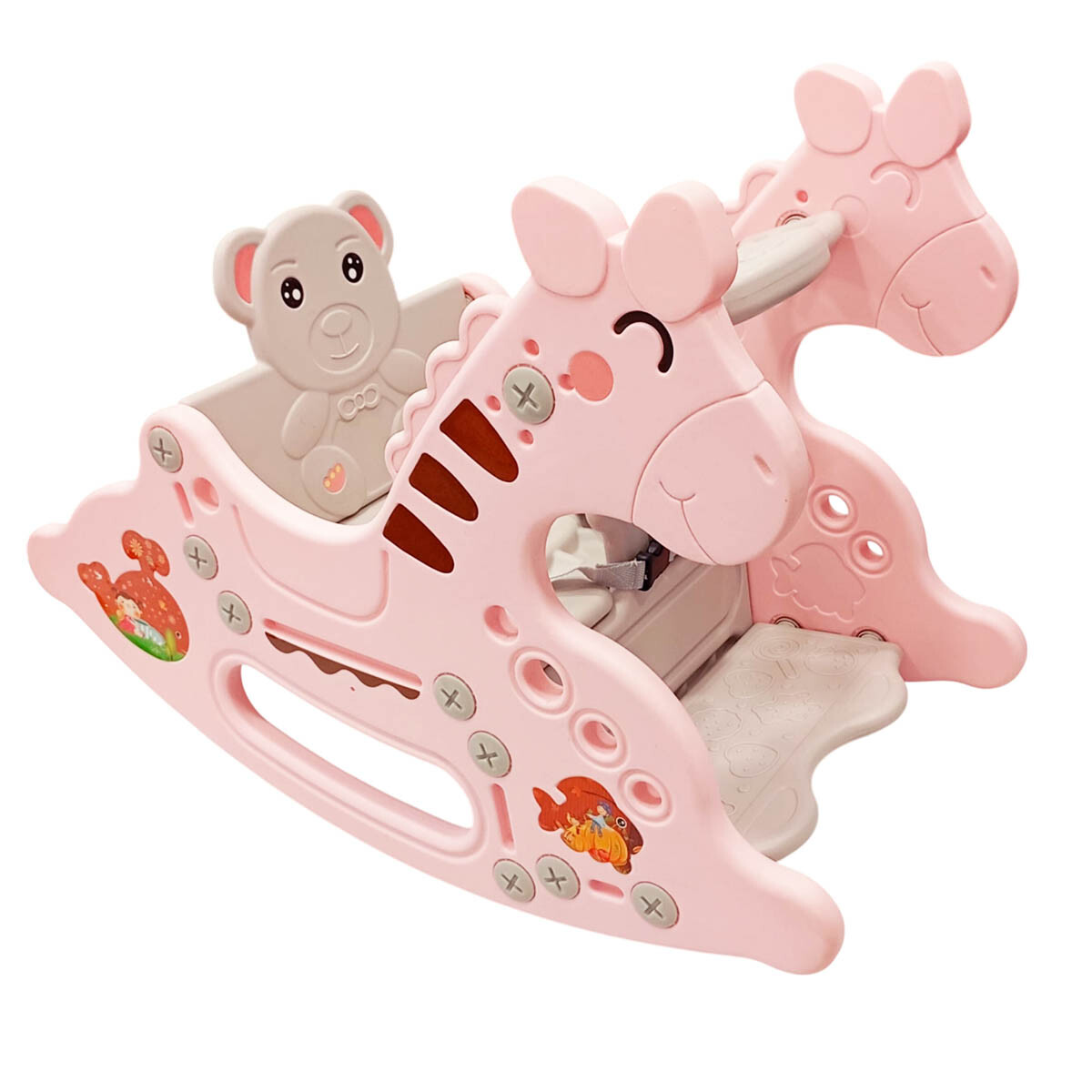 Caballito Balancín Mecedor Tobogán Plástico P/ Niño - Rosado 
