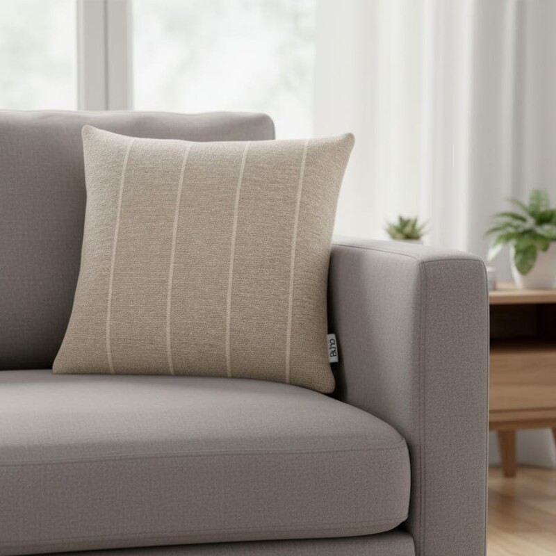 Funda de almohadón algodón 45x45cm Rayas Greige