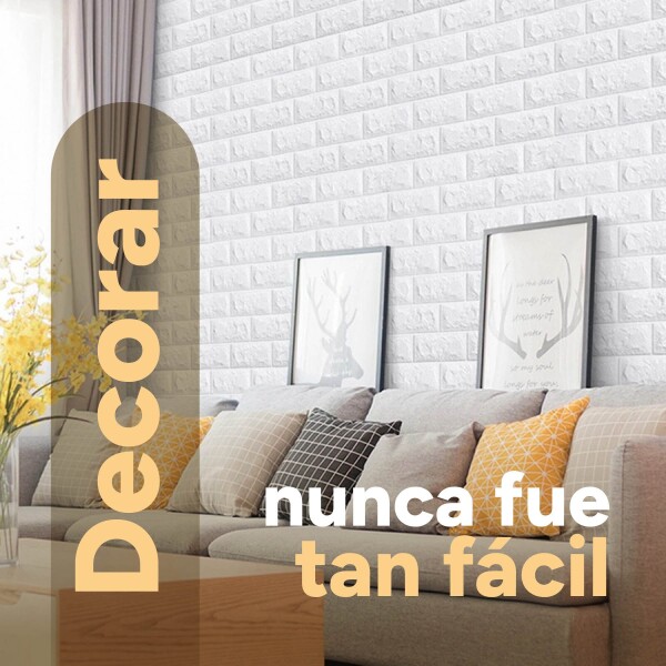 Revestimiento Pared Adhesivo 3d Piedra Ladrillo 20 Mts x 0,70 Mts Variante Color Blanco