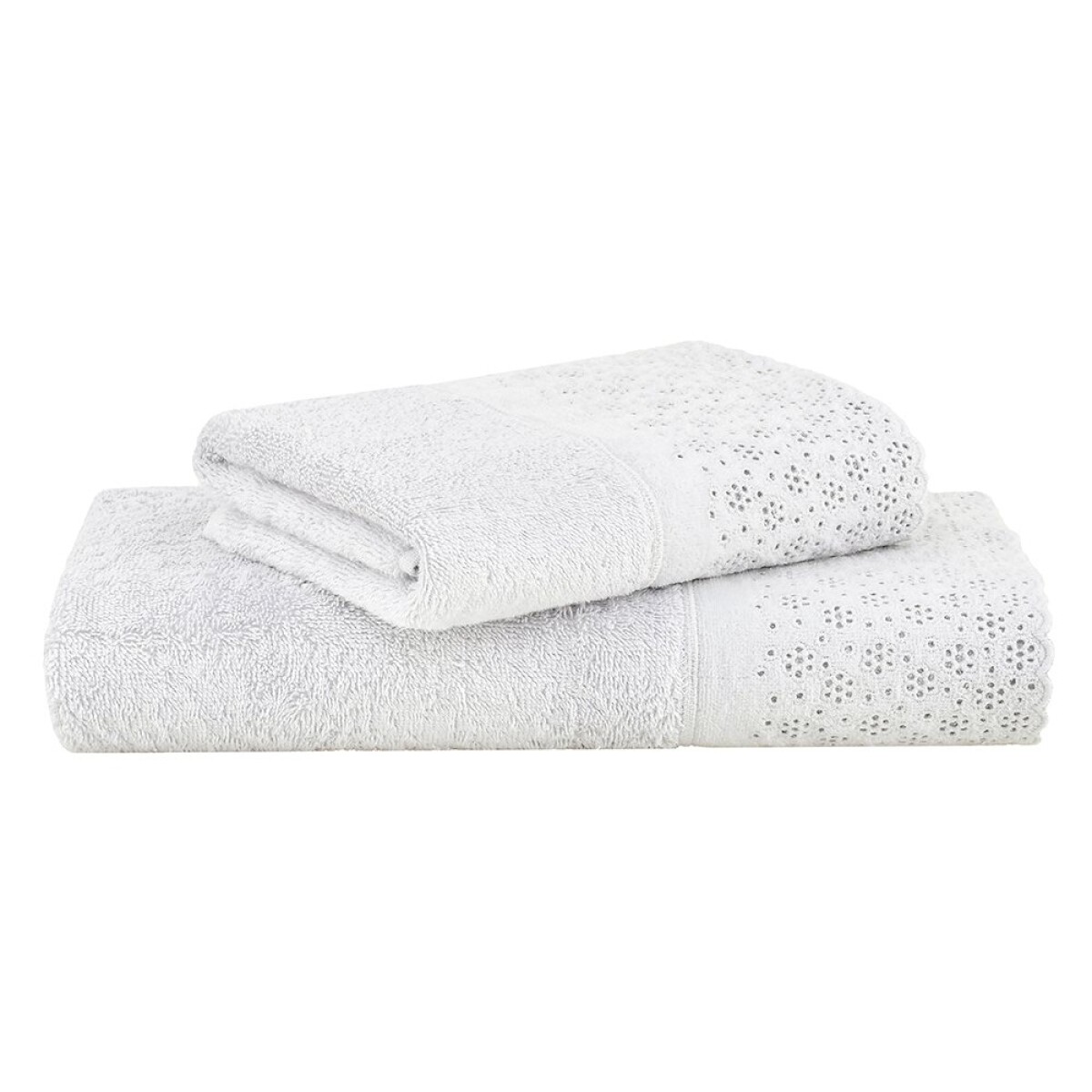SET TOALLA BAÑO + TOALLA ROSTRO APLIQUE LOVELY BUDDEMEYER - 500G PLATA 