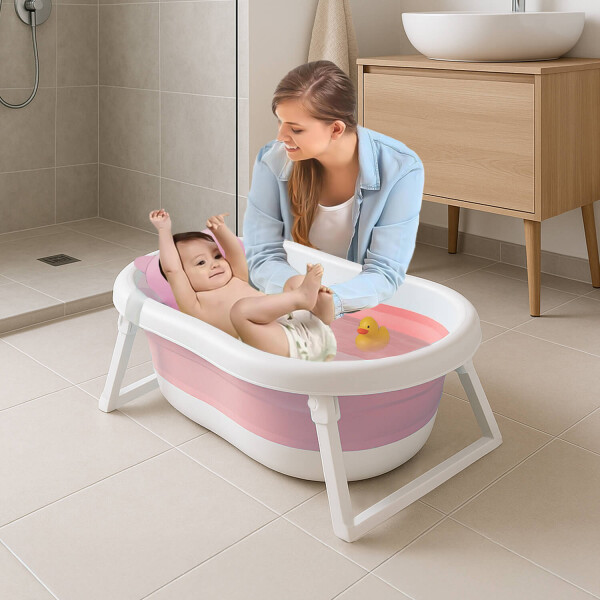 Bañito de Bebé Plegable Bañera Para Bebés con Baby Splash Color Rosa Bañito de Bebé Plegable Bañera Para Bebés con Baby Splash Color Rosa